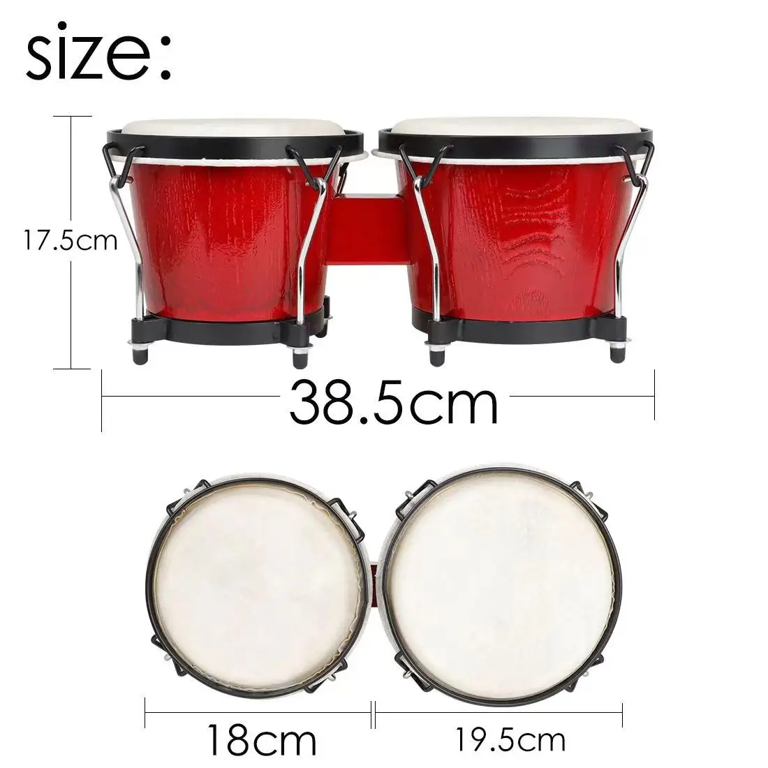 Chinese Factory Student Bongo Drums YDB-105D Cowhide Skin Wooden Instrument from Cowhide Skin Wooden Instrument