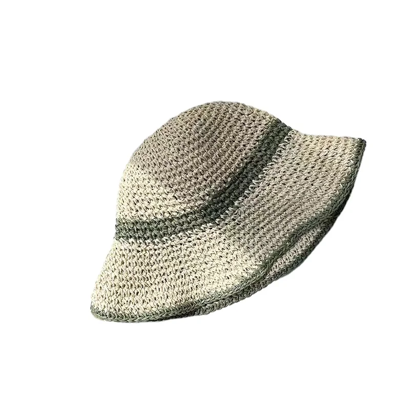 Refreshing Elegant Knitted Hat Crochet Paper Straw Hats for Women with logo