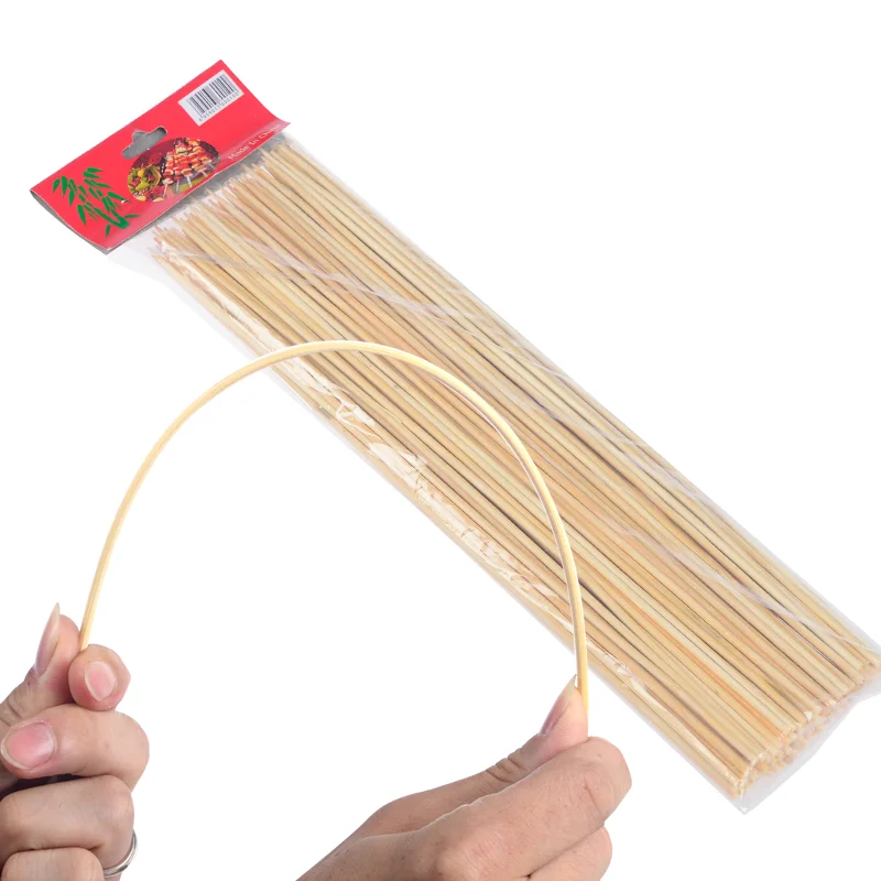 Disposable Eco-friendly Natural Bamboo Skewers Sticks Rotating BBQ Stick For Outdoor Cooking Traveling