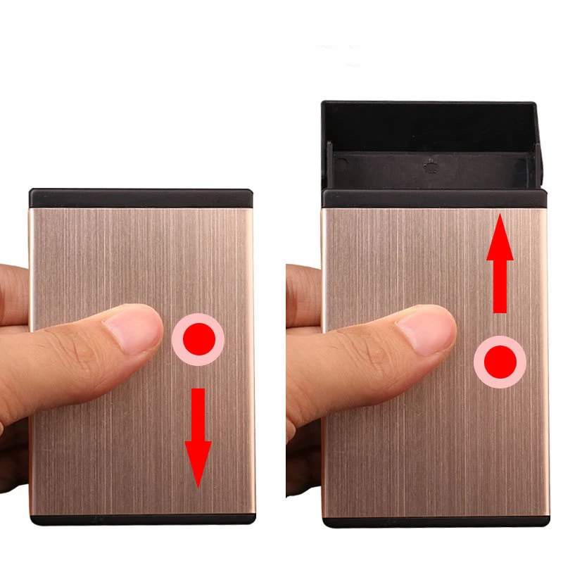 2019 Christmas Gift Amazon Ebay Newest Top Selling Metal Aluminum Push Slide Cigarette Case Box Customized Logo For Men