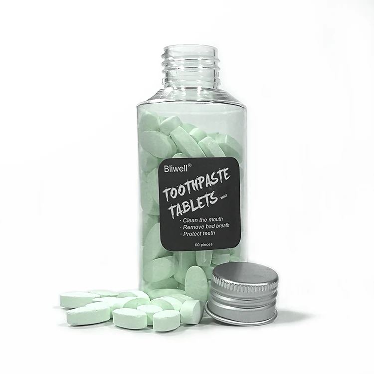 
Private Label Selling Premium Grade Organic Chewable Whitening Toothpaste Tablets For Travel Bottled 