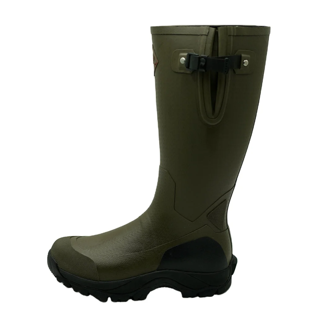 100% Water proof slip resistant light weight safety rubber shiny gum rain boots for men