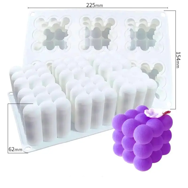 Silicone 6 square cake mold dessert mold handmade soap aromatherapy gypsum bubble candle mold