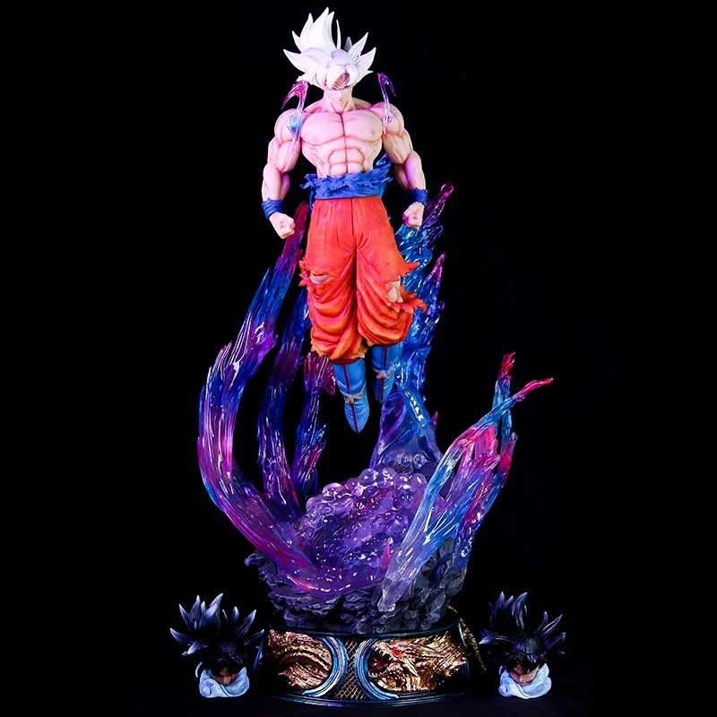 New 52cm Anime Gk Dbz Super Saiyan Ultra Instinct Key Of Egoism Goku Action Figure With Light Pvc Model Toy