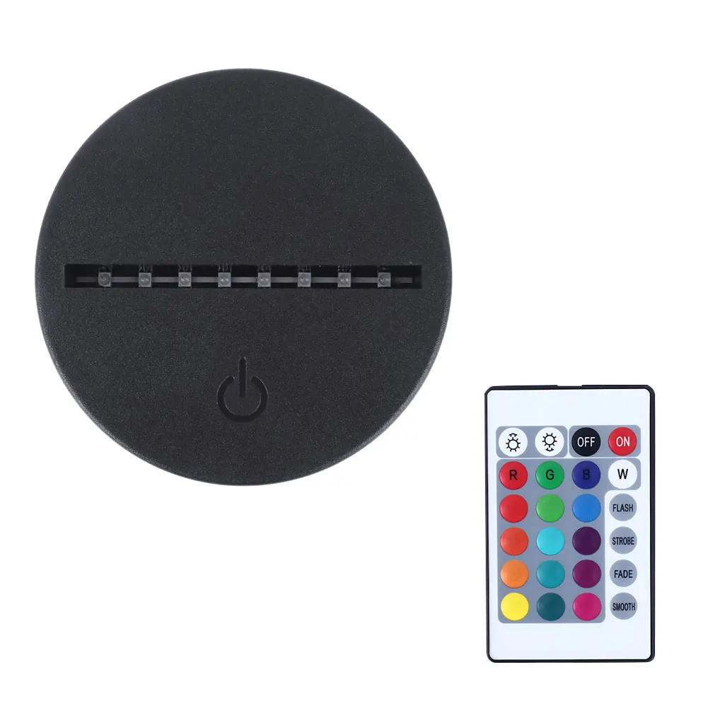 ningbo night light  7 colors /16 color Round 3d night led light lamp base with acrylic