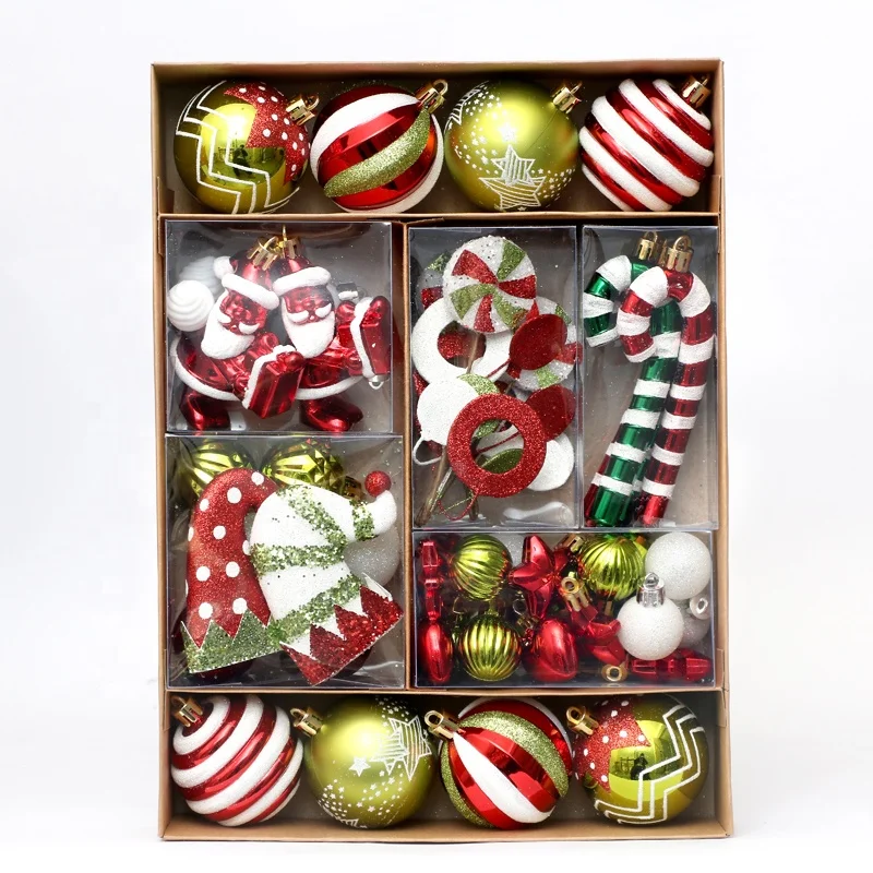Luxury Christmas decorations plastic ball set Christmas ornaments kraft paper box Christmas balls