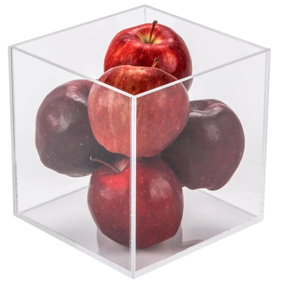 5 Sided Clear Acrylic Display Cube Perspex Fruit Storage Box