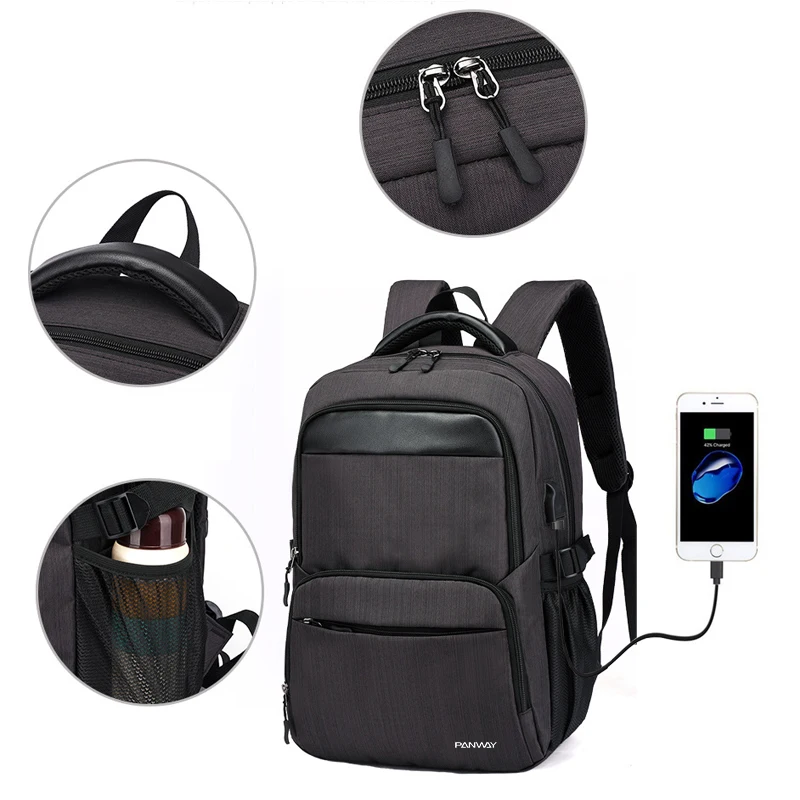 Large Capacity Waterproof Travel Leisure Computer Shockproof Business Laptop Backpack With USB