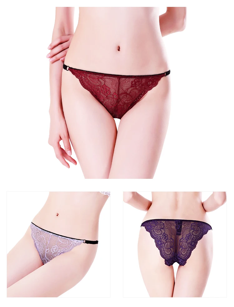 Fashion breathable young girls thong ladies sexy lace g-string transparent panties