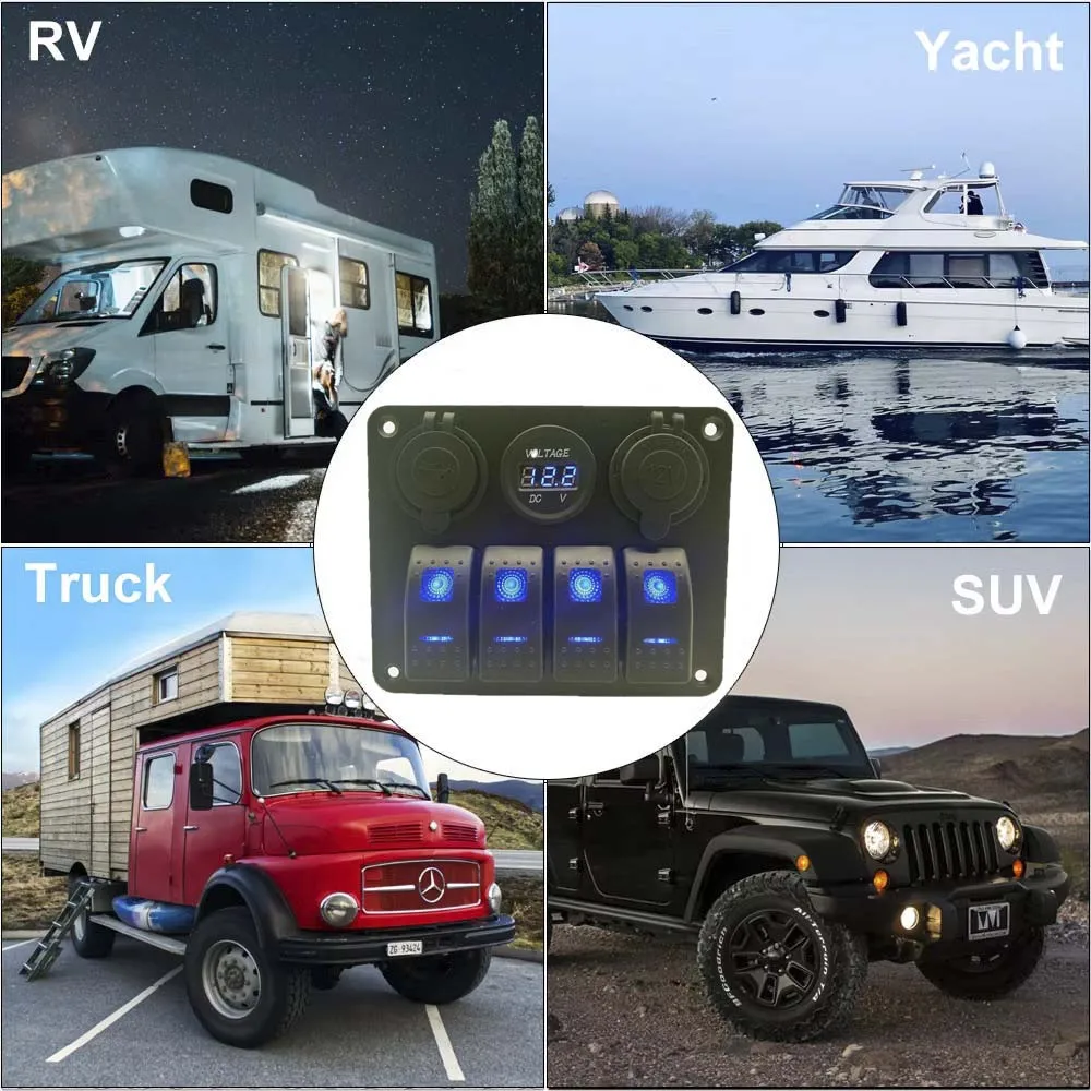 WEIKEN алюминиевая лодка морской грузовик 4-контактный 5-контактный переключатель панель ВКЛ-ВЫКЛ 12 В переключателя с USB и вольтметром
