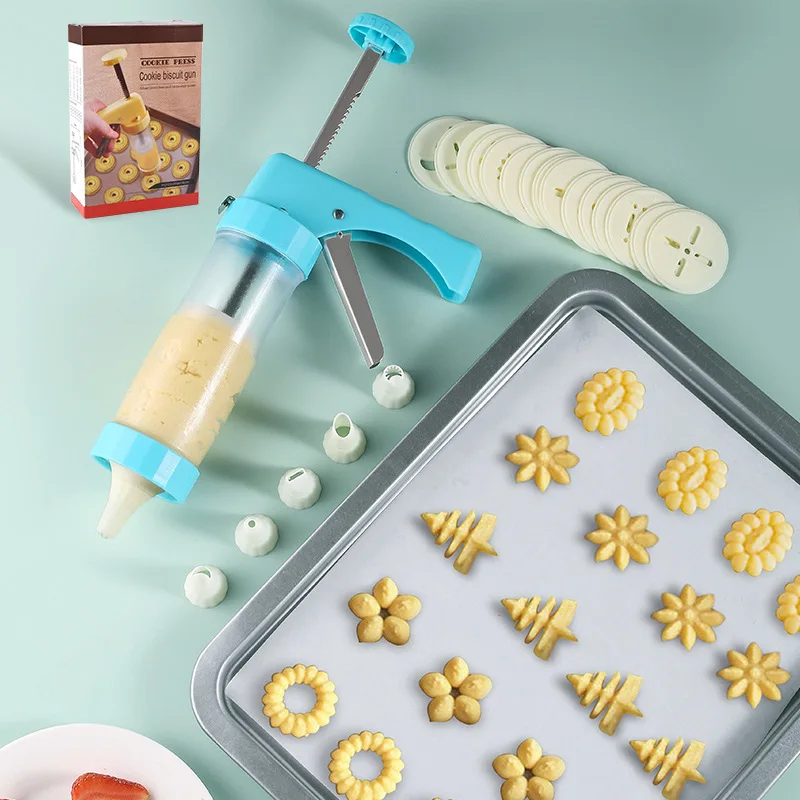 Colorful simple baking tools manual mounting patterns press gun cookie molds biscuit mould