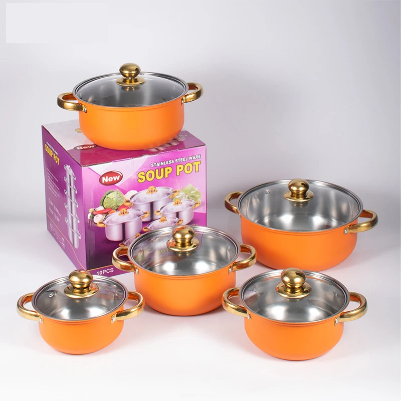 wholesale stainless steel cookware set juego de ollas pot set induction panci kitchen fry pan soup pot
