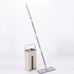 OEM Factory Supplying Mop with Bucket for Hand-free Flat Mop Magic Mop Bucket Floor Cleaning with 2 Microfibre Cloths