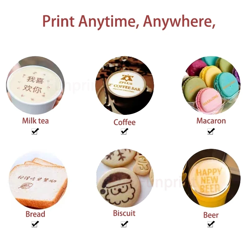 Mini Coffee Printer Automatic 3d Latte Machine DIY Printing Photo printer On Food like Cake Bread Coffee 20X20cm Print