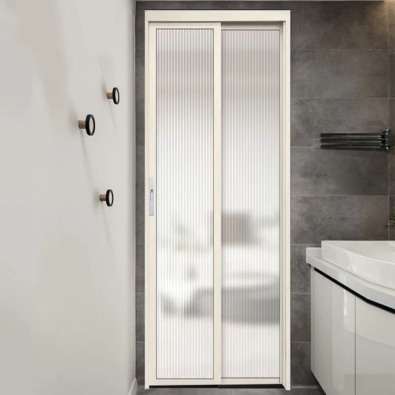Cheap Narrow Bathroom Door with Glass Partition and Flat Open Design for Balcony or Toilet