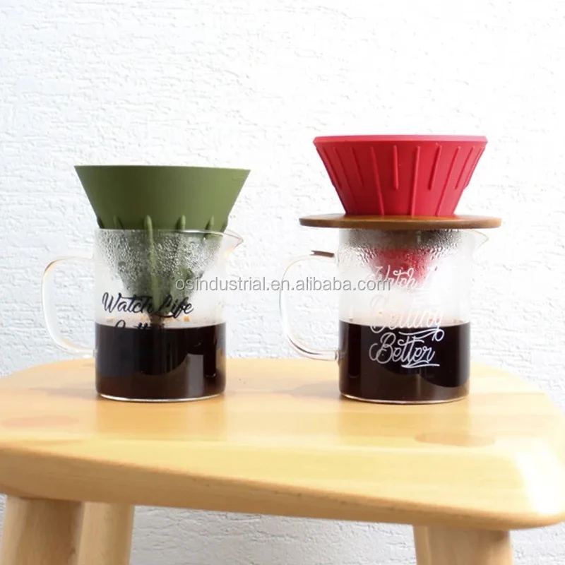 Food Grade Coffee Tool Products Portable Pour Over Dripper Water Filter  Cone Silicone  Coffee Dripper set