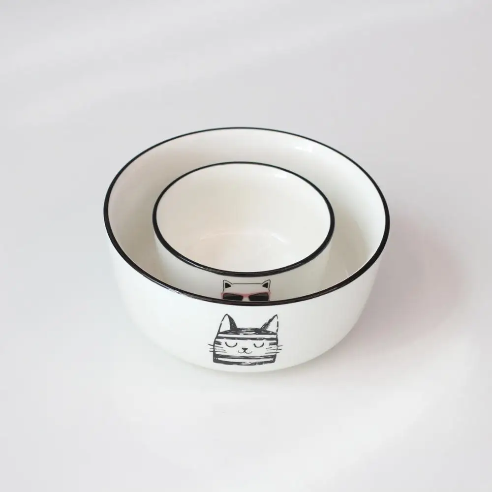Durable Porcelain Morden Cat design Stackable Dinnerware Sets For Home Restaurant Hotel