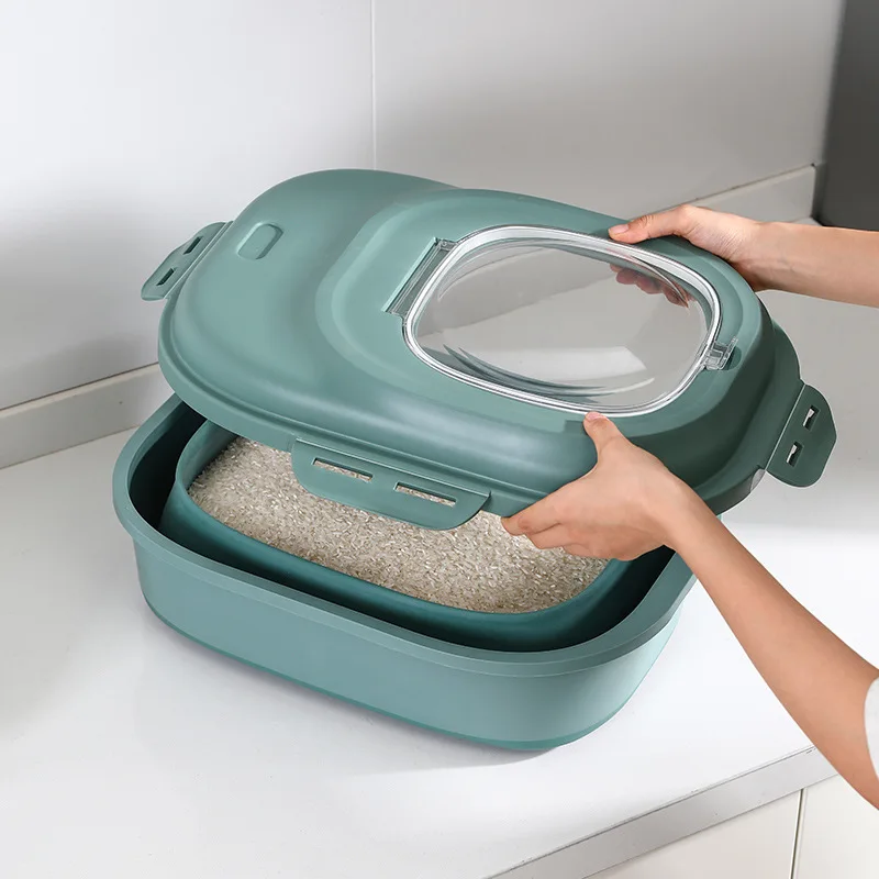 Household sealed Metering Rice Bucket Moisture-proof Transparent Kitchen Cereal Grain Dispenser