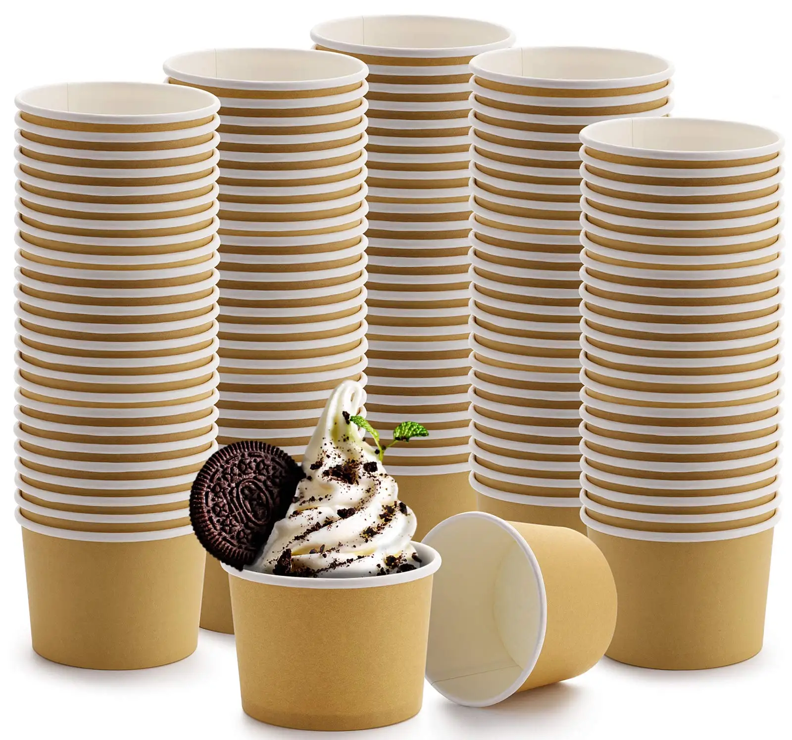 OEM&ODM&OBM Frozen Yogurt Disposable Paper Hot Soup Cup Takeaway Ice Cream Soup Bowls 4oz Soup Bowls Craft Paper Packing Food