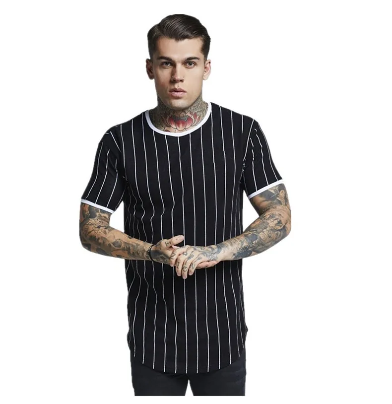 
summer stripe running sports round neck t-shirt casual short sleeve tshirt for men 