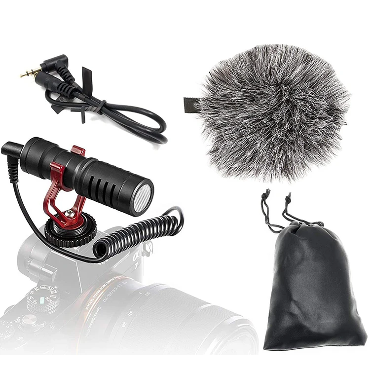 Universal Video Microphone with Shock Mount Facebook Livestream Recording Shotgun Mic For Smartphone