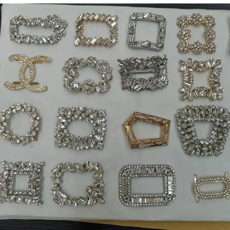 Hot sales silver crystal rhinestone metal shoe accessories clips shoe flowers for women shoes