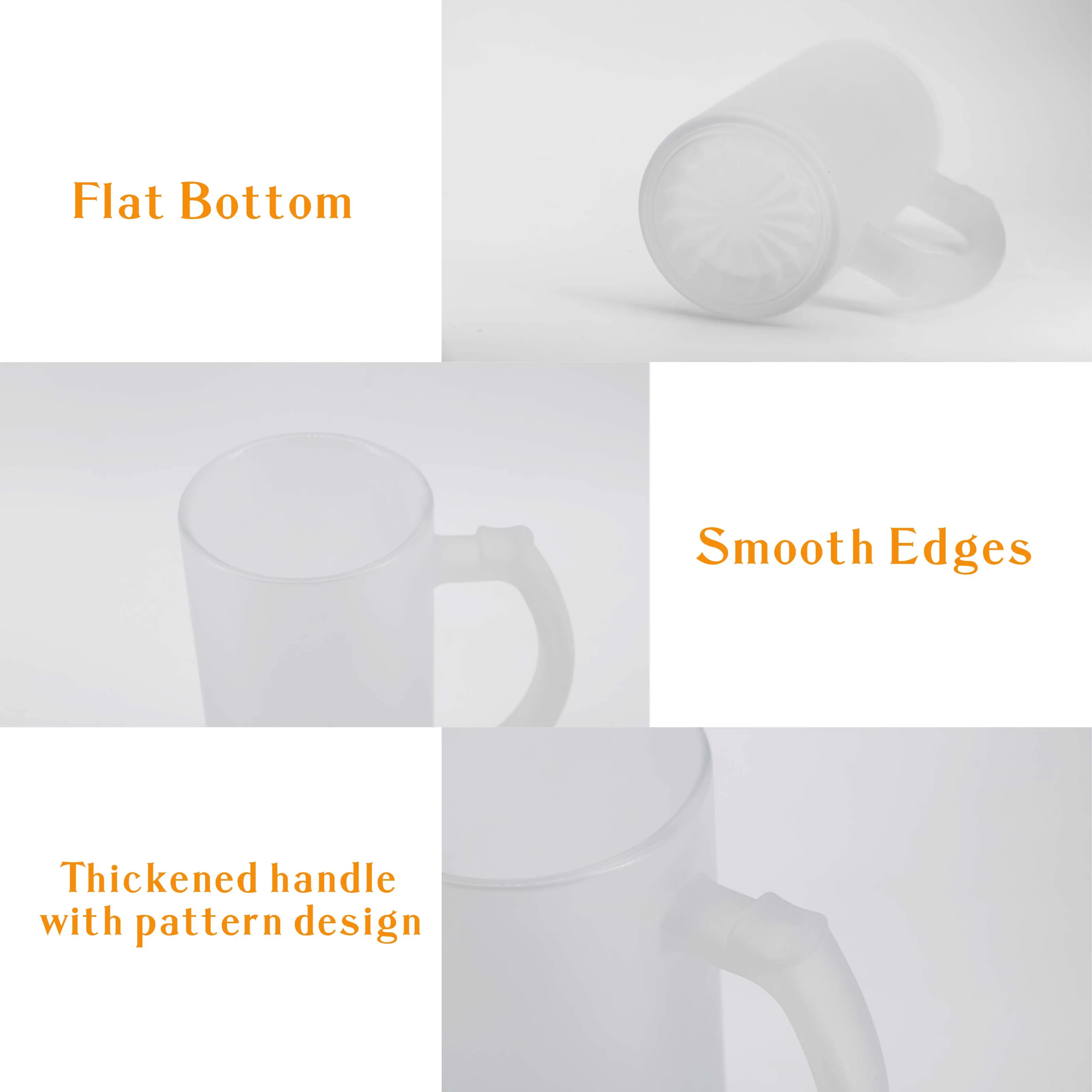 New Arrival 16Oz Chunky Customizable Sublimation Blanks Frosted Glass Beer Stein Jar Mug Mugs Wholesale With Handle