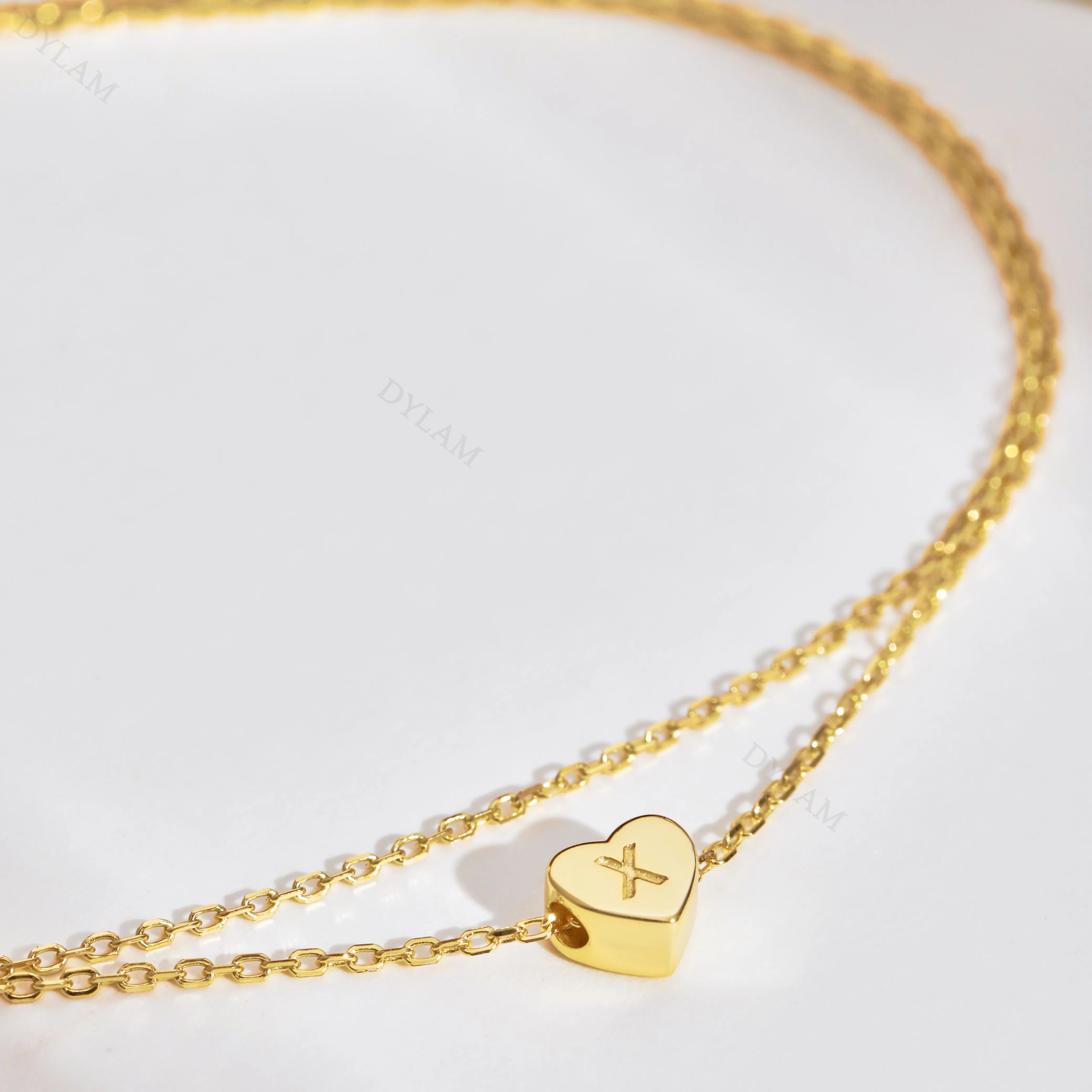 Dylam Accessories Bracelet Bangle 18K Gold Plated Anklets Set Initial Alphabet Letter A-Z Charms Pendant Cuban Link For Women