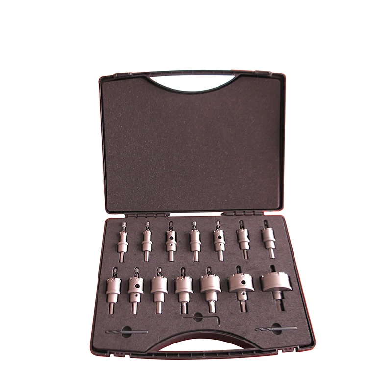 CHTOOLS 14pcs TCT Tungsten Carbide Metal Hole Saw Cutter Set Boxed Plastic & Stainless Steel Metal Drilling Tool for Use
