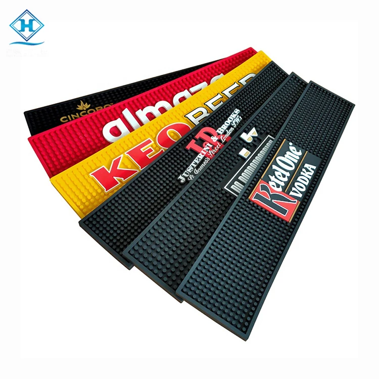 Macallan sublimation guinness beer carlsberg jagermeister bar mat custom designed beer bottles black mat