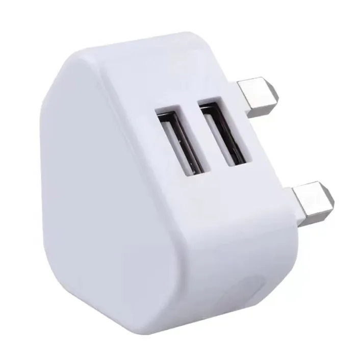 Hot Selling  UK plug 5V 2A dual port usb charger adapter for iphone mobile phone usb travel charger
