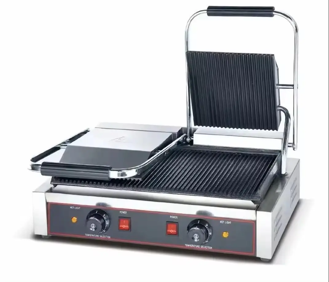 Electric Stainless Steel Bbq Plate Gas Panini Grill Machine Commercial Electric Panini Grill Press Board Grill