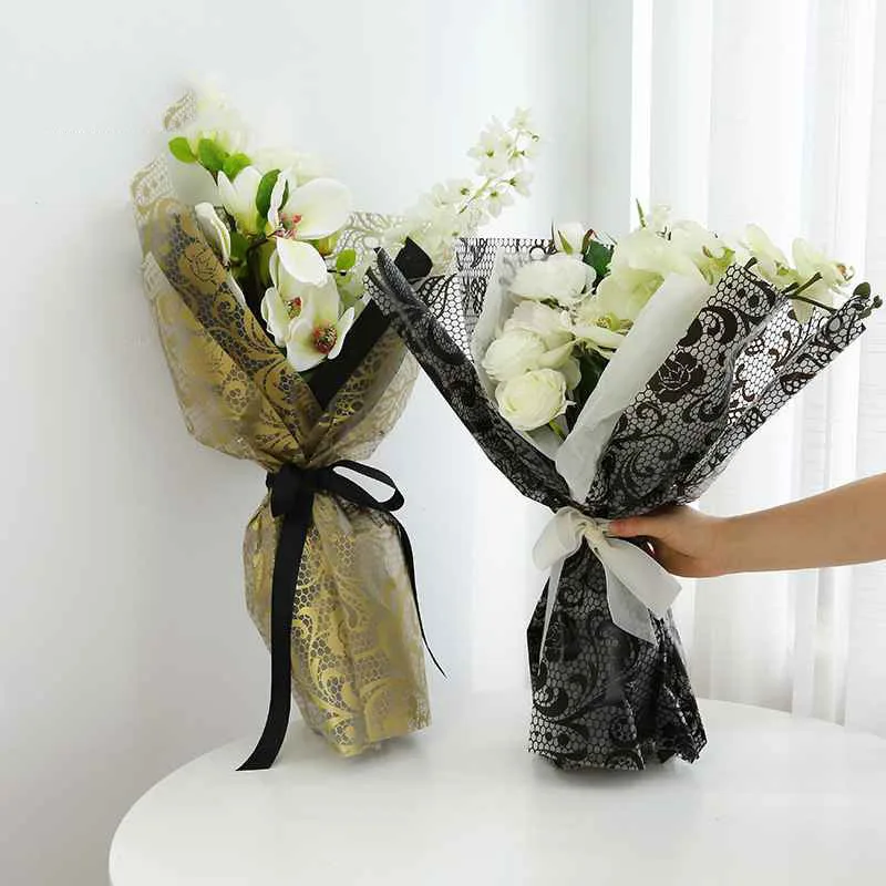 20 Sheet Flower Wrapping Paper Waterproof Floral Bouquet Wrapping Paper with Floral Pattern Florist Packaging Paper for Gift