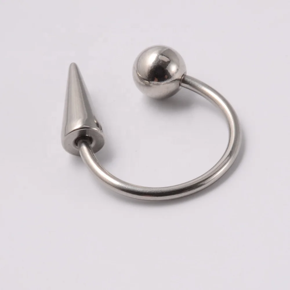 Surgical Steel Cone Lip Ring Personality Cool Punk Devil Horseshoe Unisex External Thread Body Piercing Jewelry
