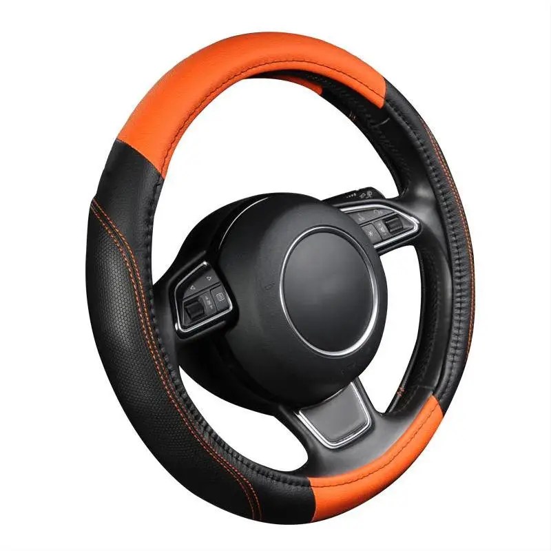 
Unique Color Matching Styling Universal Anti-Slip Wear-Resistant Pu Leather Car Steering Wheel 
