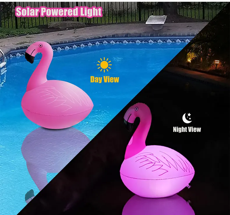 Cootway Outdoor Waterproof Swimming Pool Toys Floating Toy Inflatable Flamingo within Solar Light