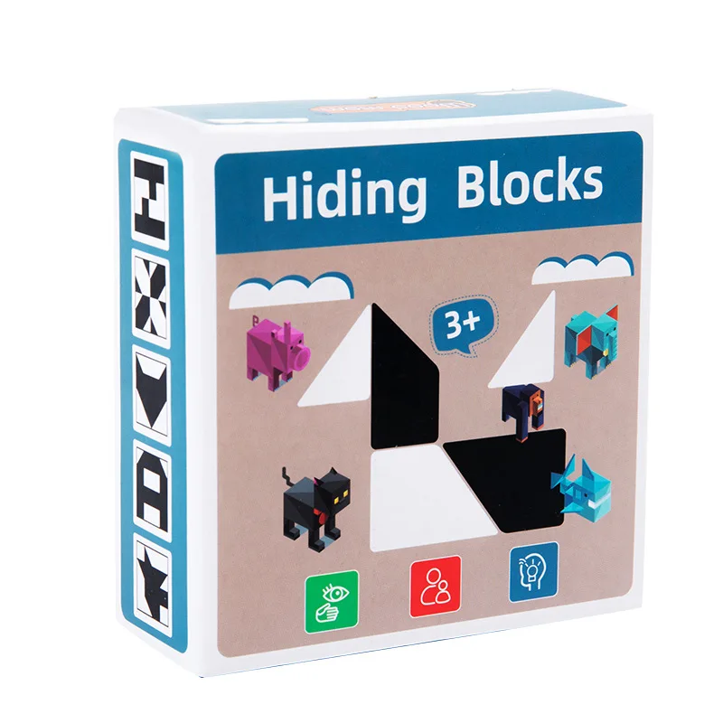 hidden building logic thinking game stem wooden black white game hiding block puzzle