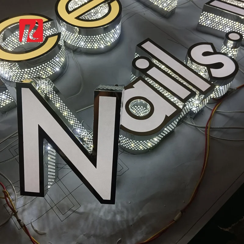 Kexian 3d Acrylic Signs Business Logo Beauty Salon Nail Shop Company Name Sign LED Lighted Channel Letter