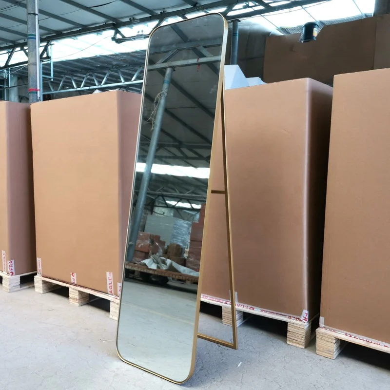 
Factory supply floor standing mirror full body mirror black gold Iron framed 