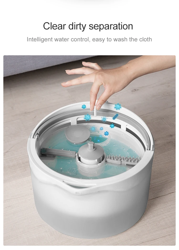 Home Wet Dry Spin Quick Cleaner 360 Mop Bucket Set Lazy Cleaning Tool Microfiber Flat Floor Magic Cotton Mop With Wringer Bucket