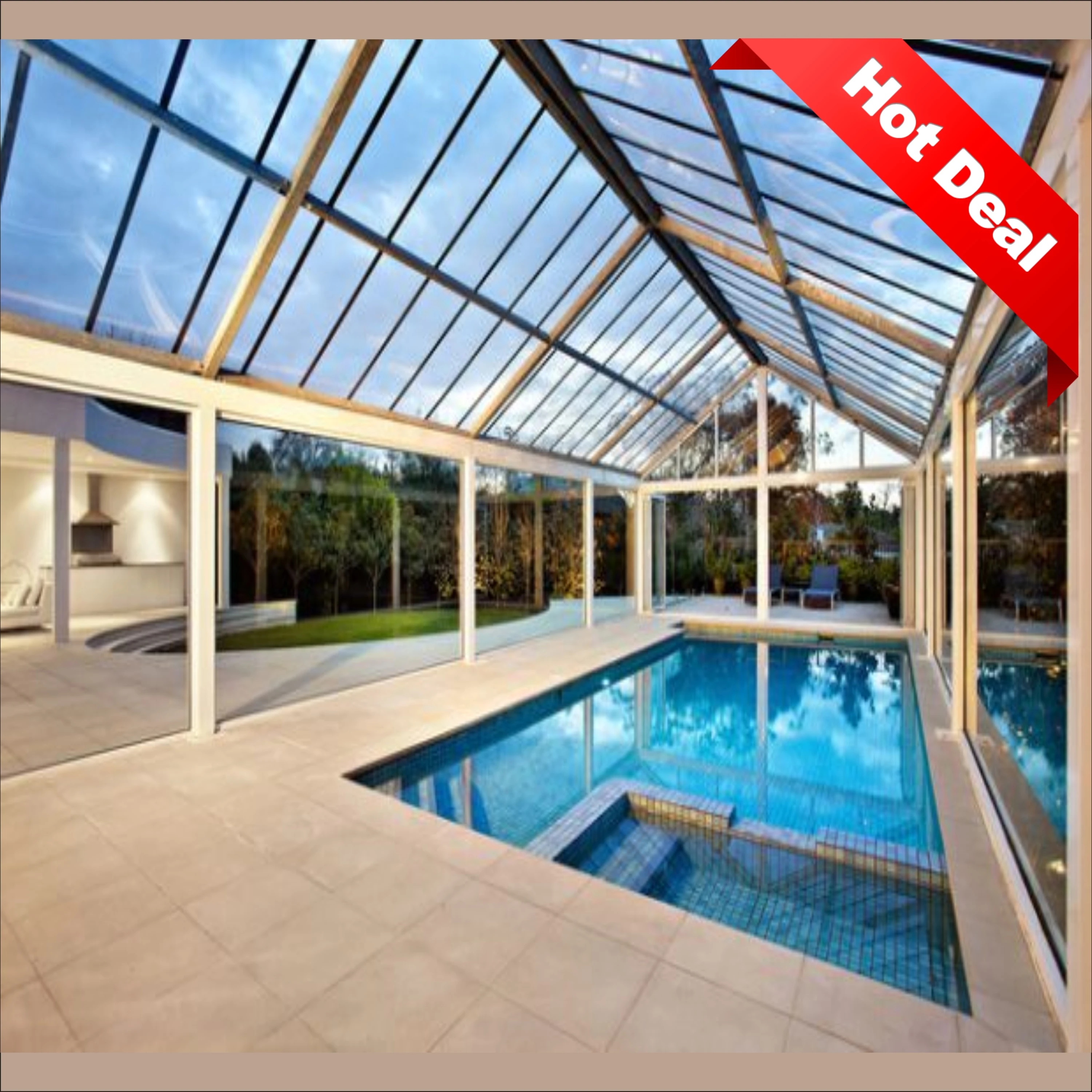 New products Insulation outdoor aluminum frame glass fixed Swimming pool cover pool enclosure