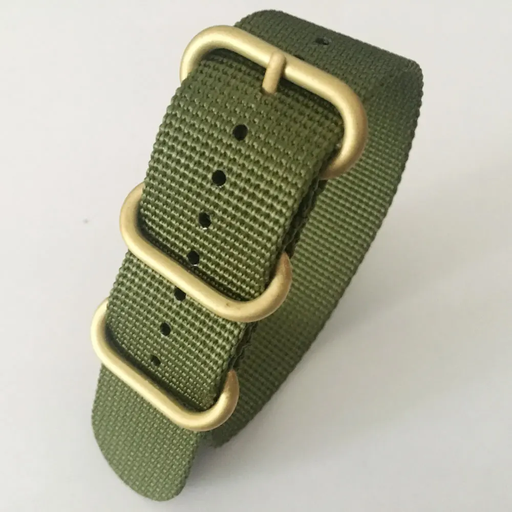 Luxury ballistic nylon watch band sand blasted finish 4 ring with navy bronze zulu strap watch strap supplier