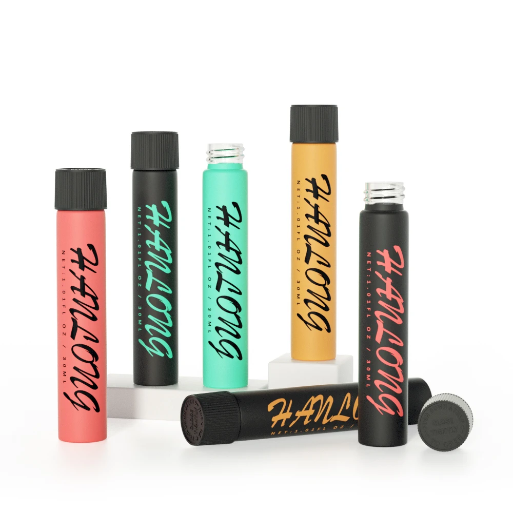 Matte custom logo colour 90mm 125mm glass child resistant packing tube smell proof flower pre glass tube