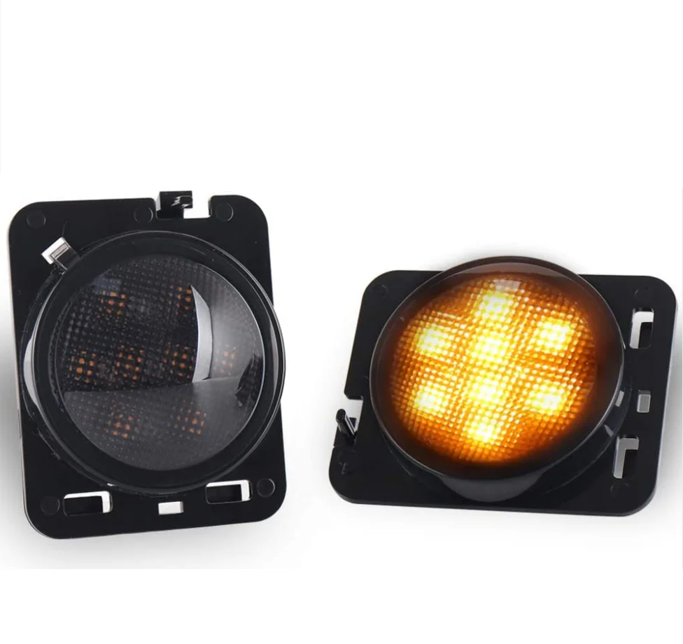 JK LED wheel brow light Smoke Lens LED Side Marker Front Fender Amber Turn Signal Parking Lights