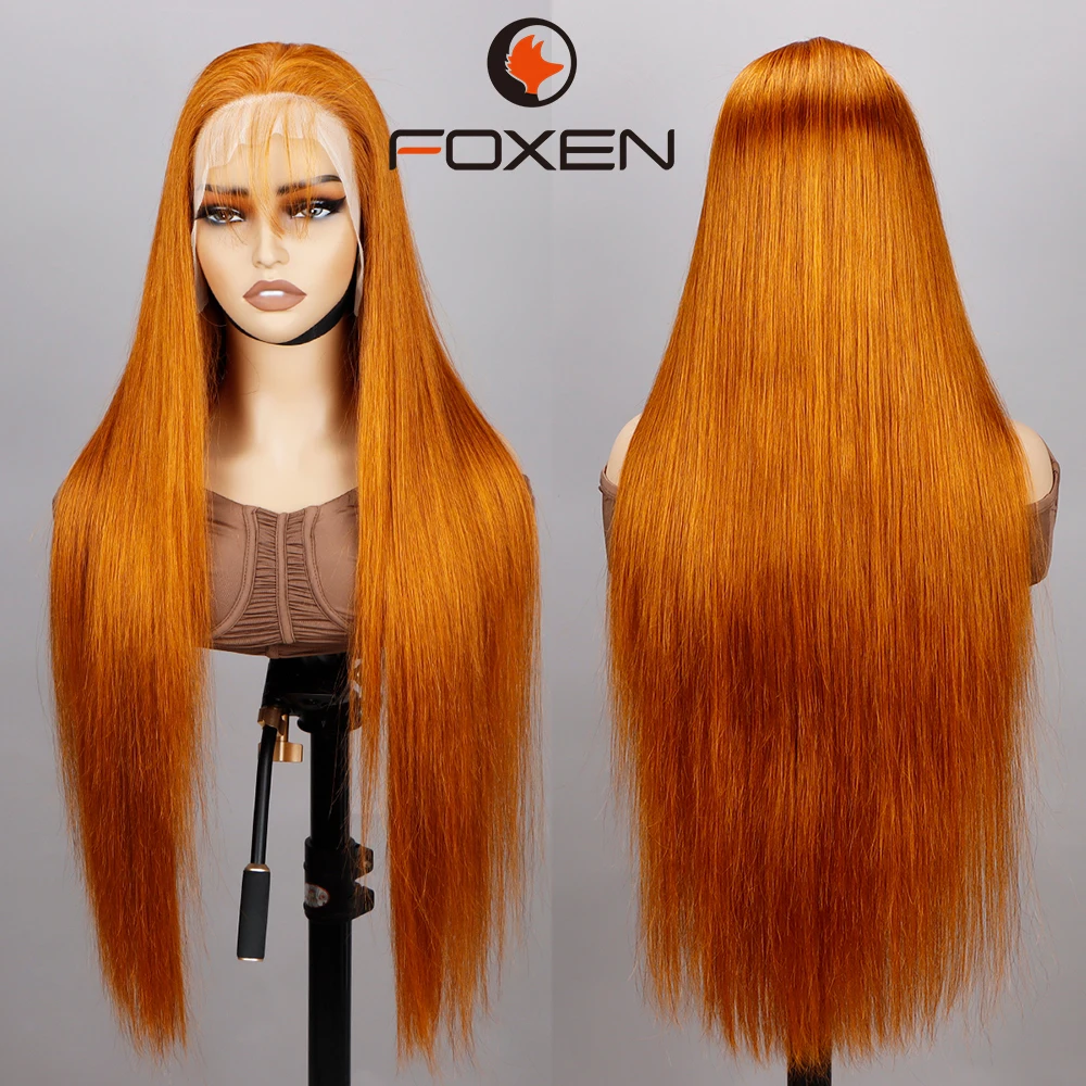350# Colored Wigs 13x4 Lace Front Custom Color Wig for Black Women 350# Straight Orange Ginger Human Hair 26 inch Wigs