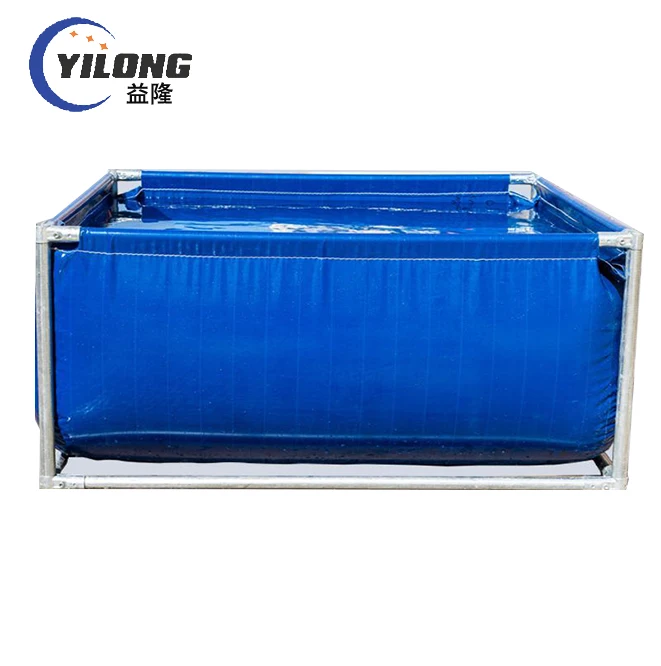 large steel frame reinforced tarpaulin collapsible rectangular water tanks biofloc tank fish farming aquaculture