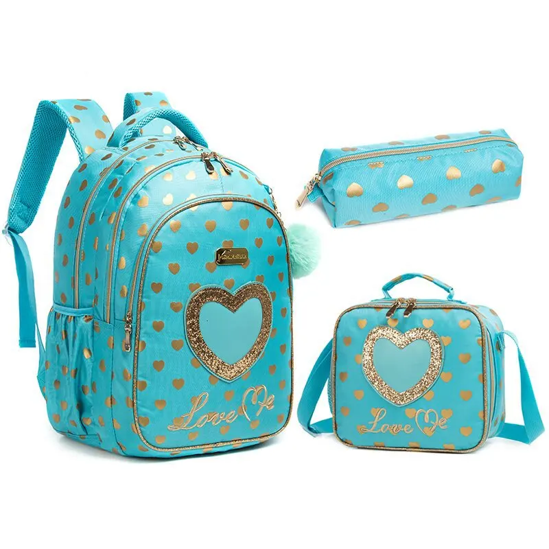 High quality and durable kids primary school 3 pcs lunch bags set casual backpack set for student