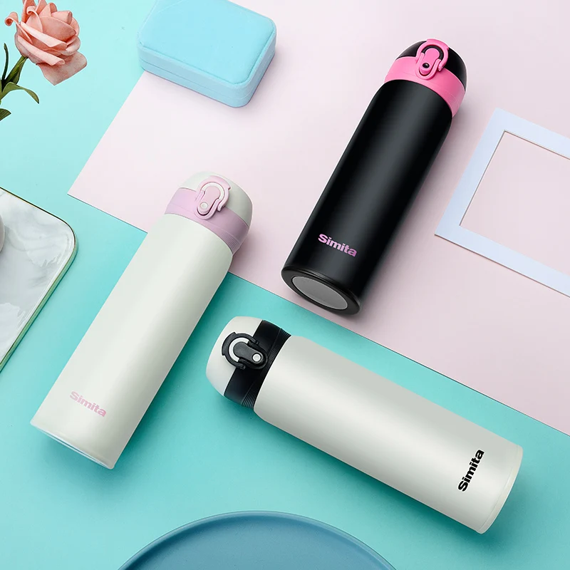 
SIMITA Double Wall 304 Stainless Steel Vacuum Flask Leak Proof Long-Time Insulation Fashion Water Bottle for Home Sports GYM 