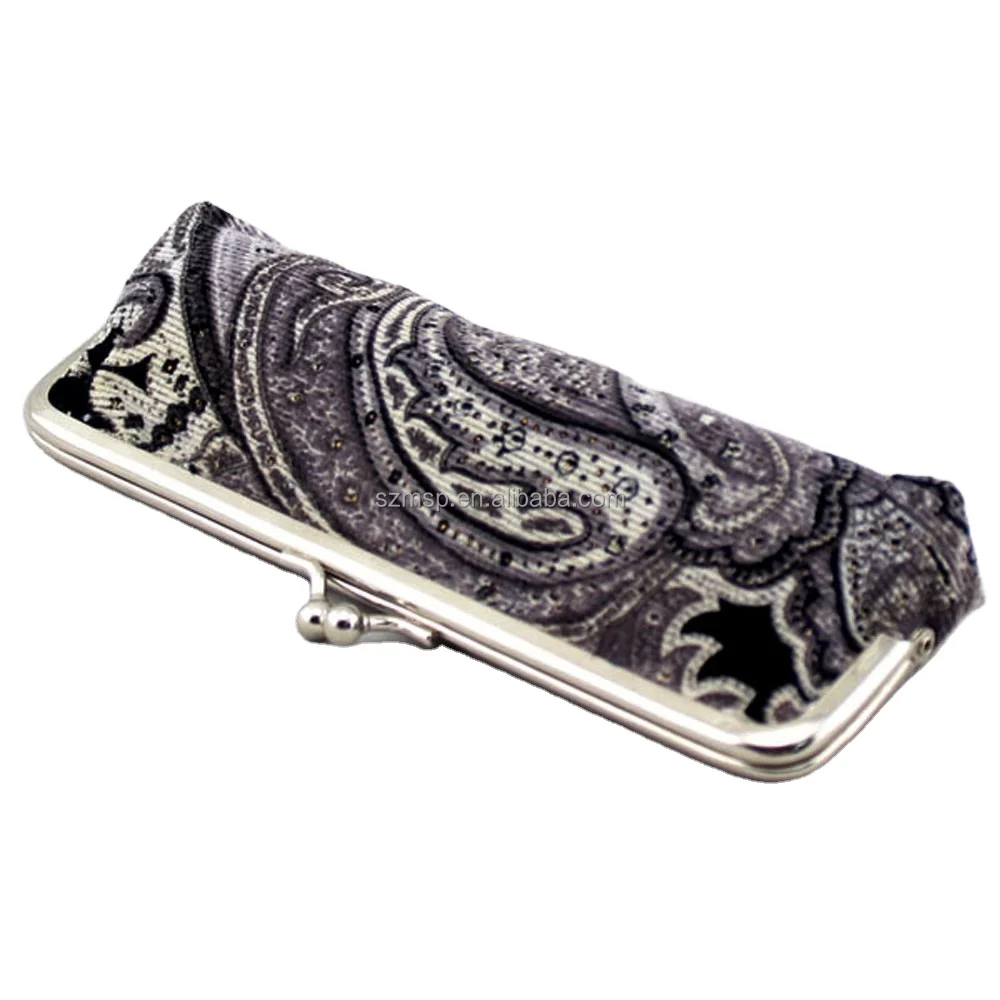 Corduroy print metal frame pencil pouch, small cluth bag