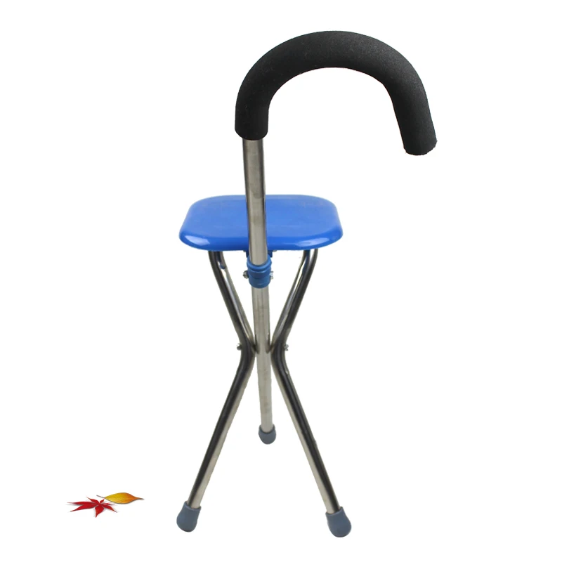 Good quality foldable aluminum alloy walking stick cane seat folding chair